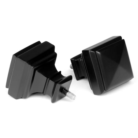 Escenografia 28-48 in. Adjustable Curtain Rod with Square Finials - Black ES2675275